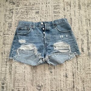 Levi's Blue High Waist Denim Shorts